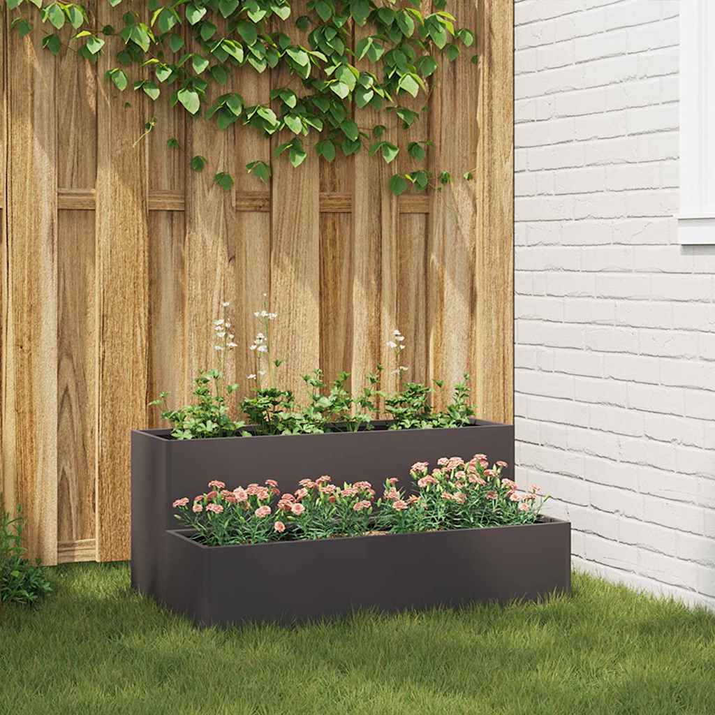 vidaXL Garten-Pflanzgefäß Schwarz 100 x 60 x 45 cm Kaltgewalzter Stahl