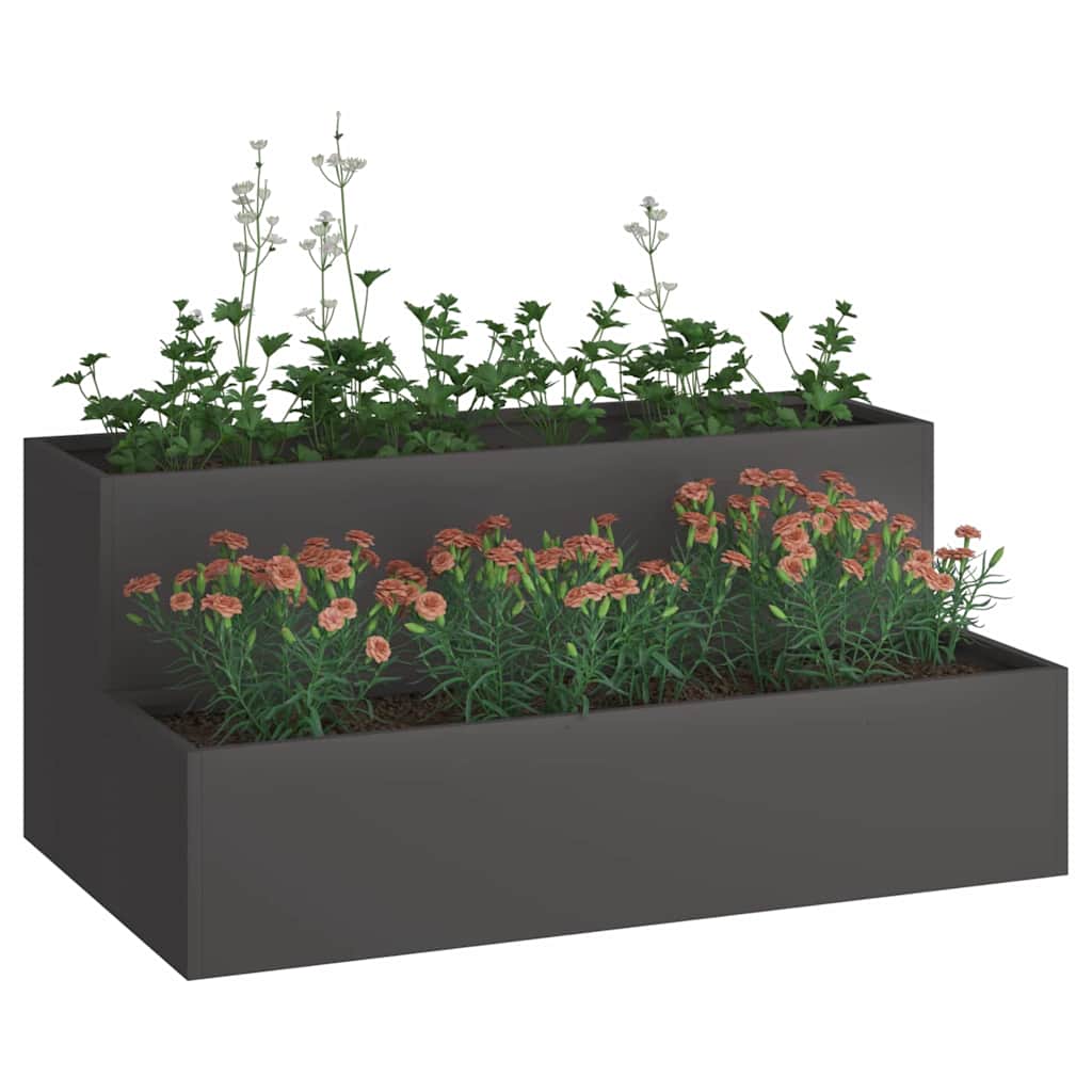 vidaXL Garten-Pflanzgefäß Schwarz 100 x 60 x 45 cm Kaltgewalzter Stahl
