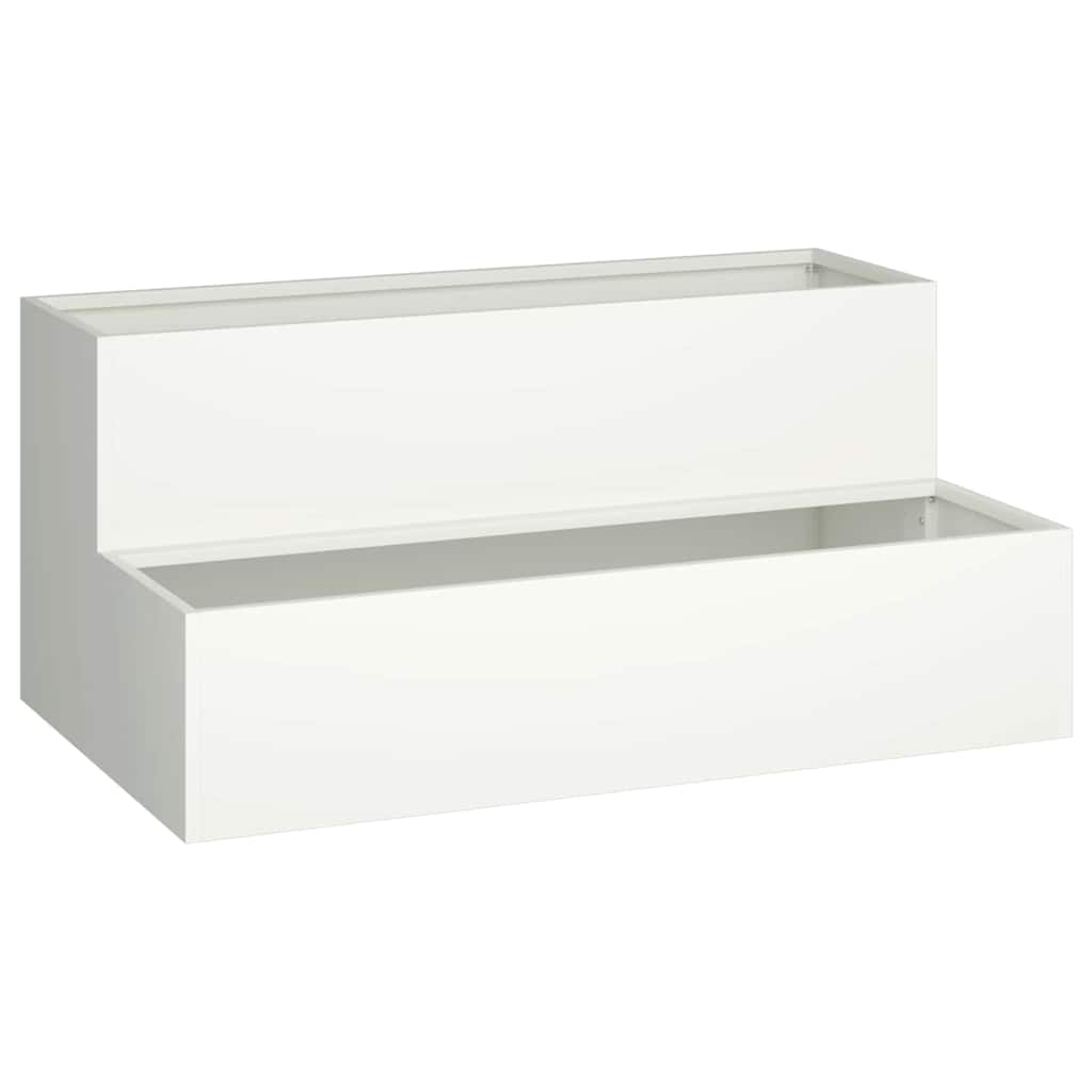 vidaXL Garten-Pflanzgefäß Weiß 100 x 60 x 45 cm Kaltgewalzter Stahl