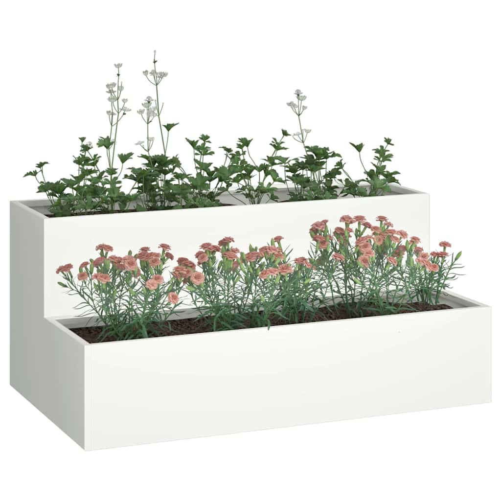 vidaXL Garten-Pflanzgefäß Weiß 100 x 60 x 45 cm Kaltgewalzter Stahl