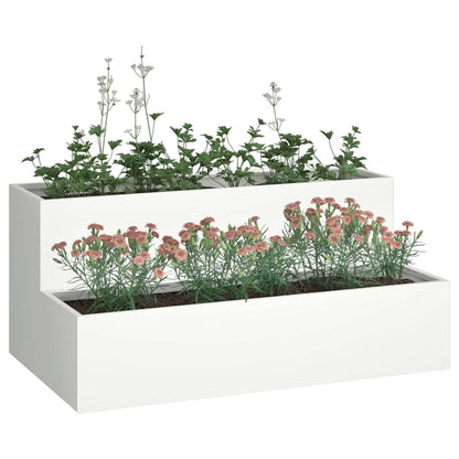 vidaXL Garten-Pflanzgefäß Weiß 100 x 60 x 45 cm Kaltgewalzter Stahl