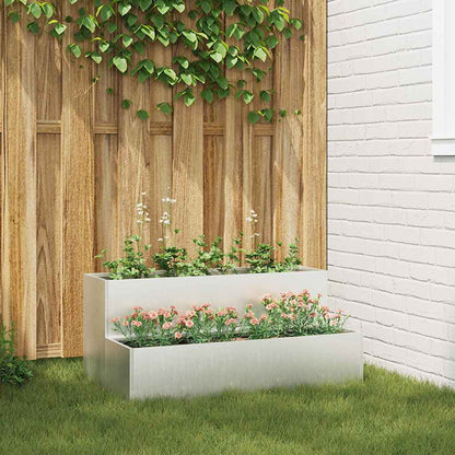 vidaXL Garten-Pflanzgefäß Silber 100 x 60 x 45 cm Edelstahl