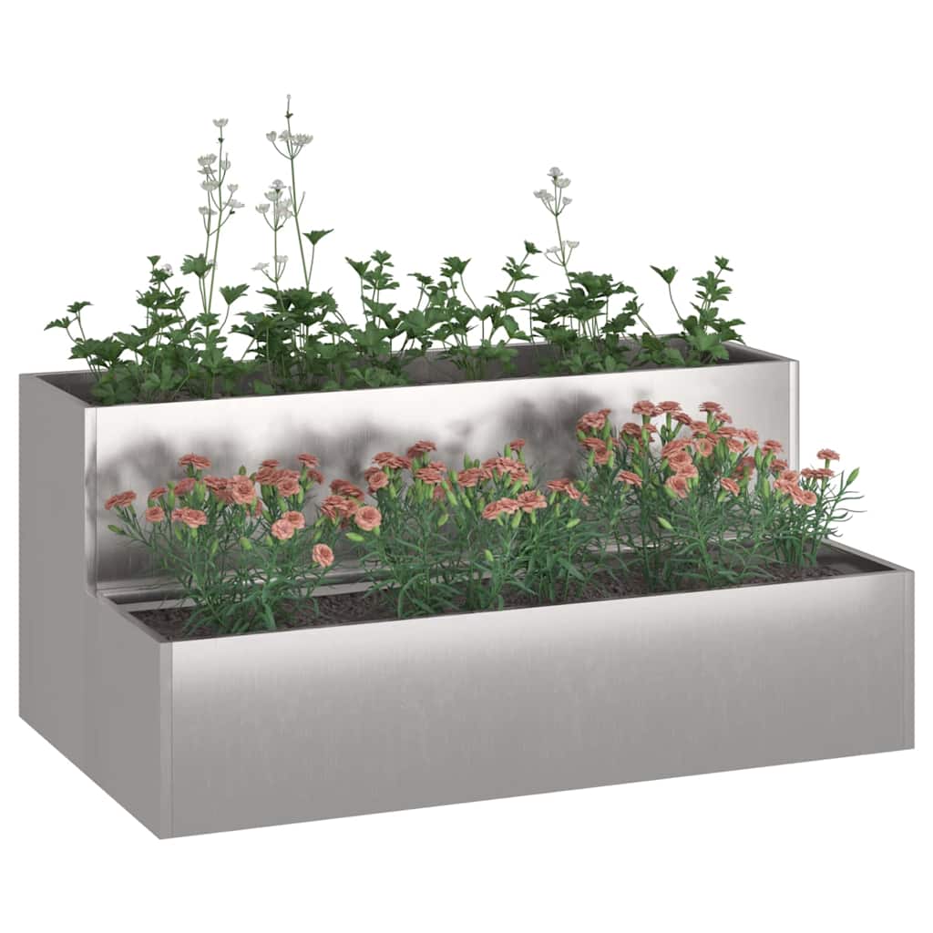 vidaXL Garten-Pflanzgefäß Silber 100 x 60 x 45 cm Edelstahl