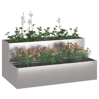vidaXL Garten-Pflanzgefäß Silber 100 x 60 x 45 cm Edelstahl