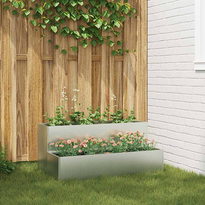 vidaXL Garten-Pflanzgefäß Silber 100 x 60 x 45 cm Verzinkter Stahl