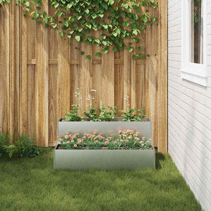 vidaXL Garten-Pflanzgefäß Silber 100 x 60 x 45 cm Verzinkter Stahl