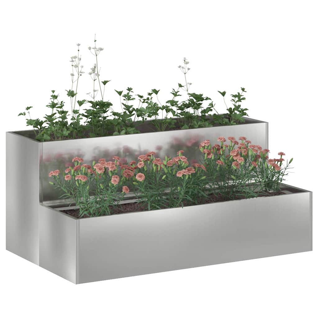 vidaXL Garten-Pflanzgefäß Silber 100 x 60 x 45 cm Verzinkter Stahl