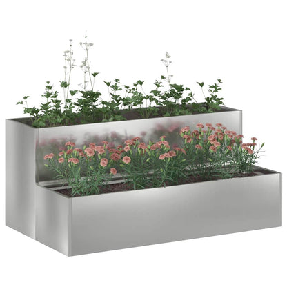 vidaXL Garten-Pflanzgefäß Silber 100 x 60 x 45 cm Verzinkter Stahl