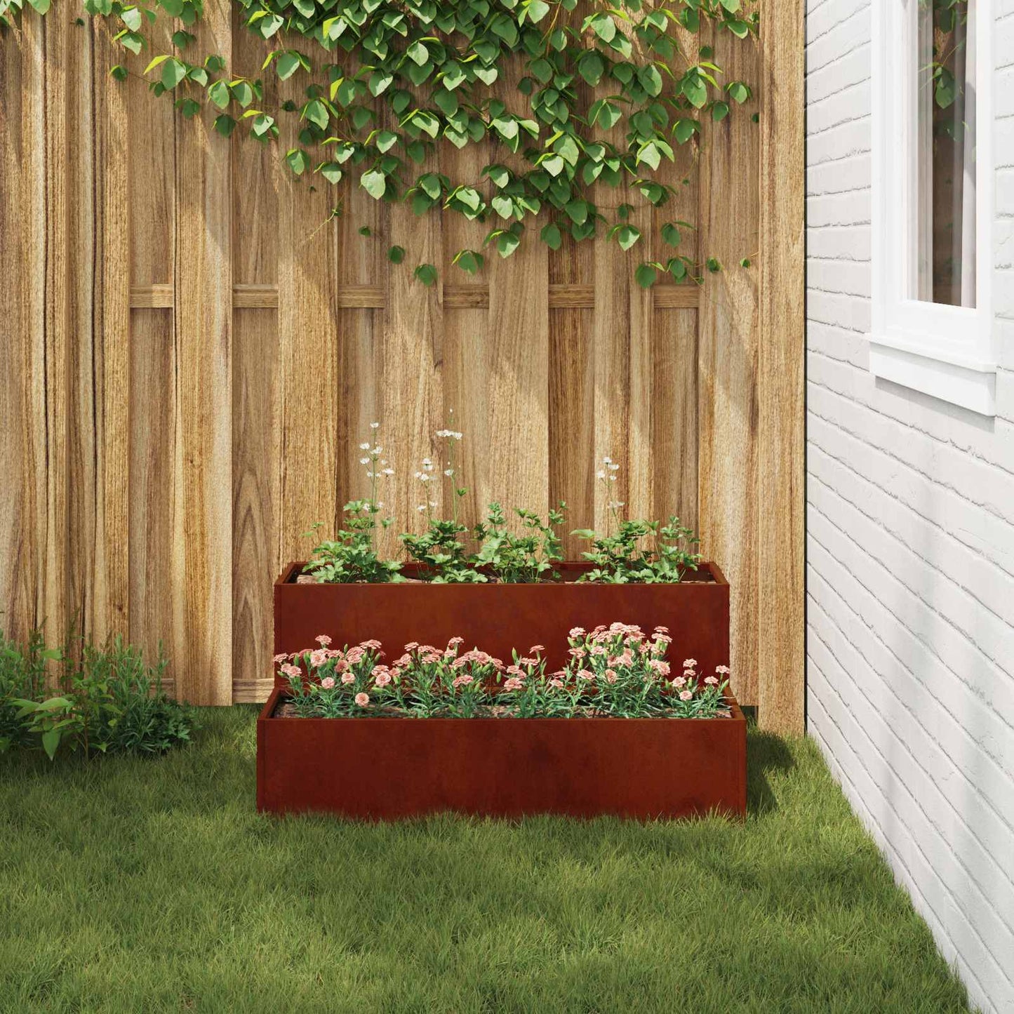 vidaXL Garten-Pflanzgefäß Rostig 100 x 60 x 45 cm Wetterfeststahl