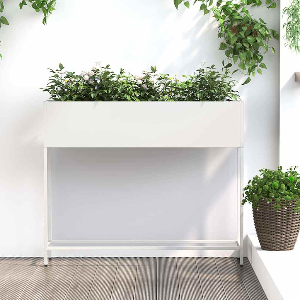 vidaXL Hochbeet Gartenpflanzer Weiß 100 x 26 x 82 cm Stahl