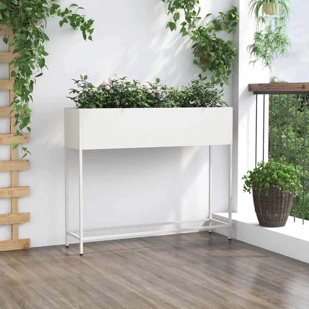 vidaXL Hochbeet Gartenpflanzer Weiß 100 x 26 x 82 cm Stahl