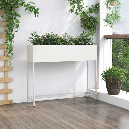 vidaXL Hochbeet Gartenpflanzer Weiß 100 x 26 x 82 cm Stahl