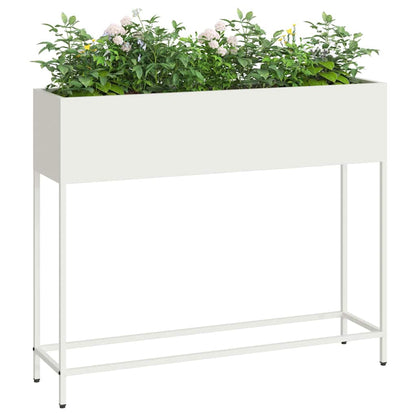vidaXL Hochbeet Gartenpflanzer Weiß 100 x 26 x 82 cm Stahl