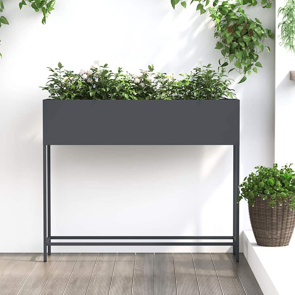 vidaXL Hochbeet Gartenpflanzer Anthrazit 100 x 26 x 82 cm Stahl