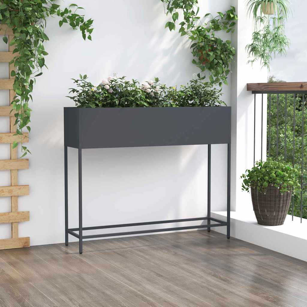 vidaXL Hochbeet Gartenpflanzer Anthrazit 100 x 26 x 82 cm Stahl
