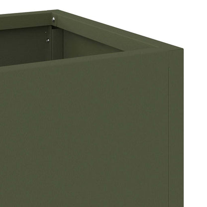 vidaXL Hochbeet Gartenpflanzer Olivgrün 100 x 26 x 82 cm Stahl