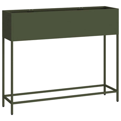 vidaXL Hochbeet Gartenpflanzer Olivgrün 100 x 26 x 82 cm Stahl