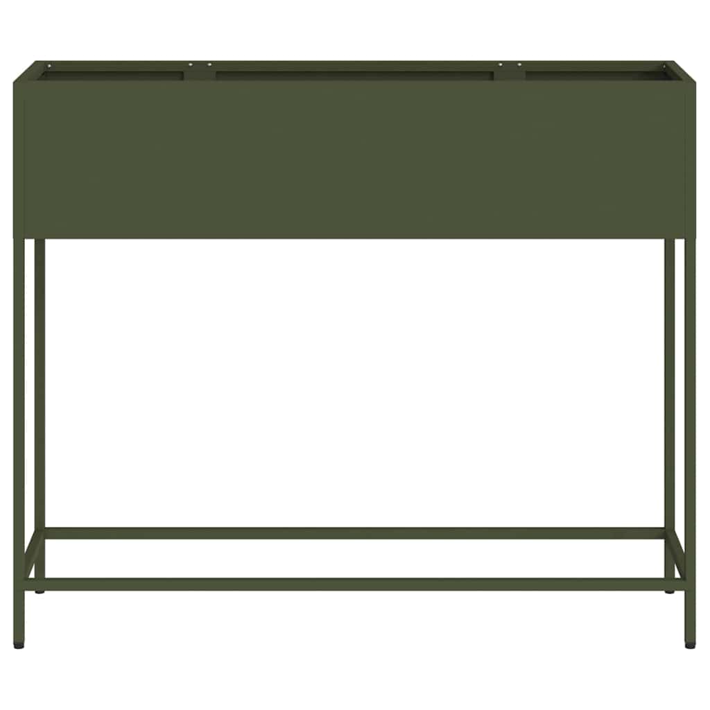vidaXL Hochbeet Gartenpflanzer Olivgrün 100 x 26 x 82 cm Stahl