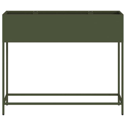 vidaXL Hochbeet Gartenpflanzer Olivgrün 100 x 26 x 82 cm Stahl