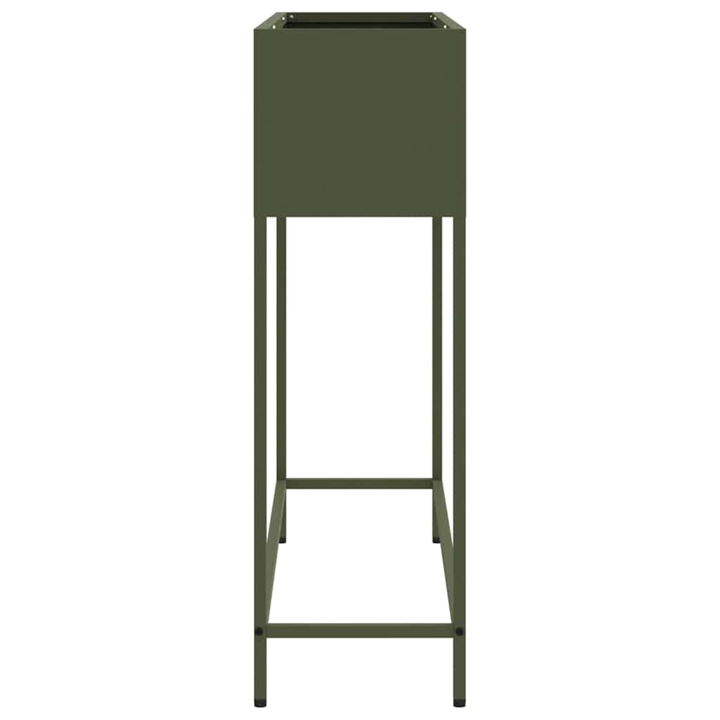 vidaXL Hochbeet Gartenpflanzer Olivgrün 100 x 26 x 82 cm Stahl