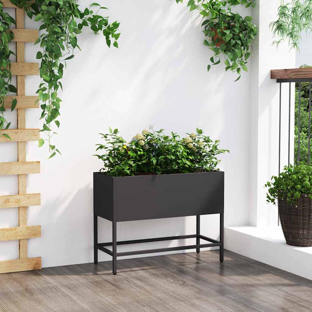 vidaXL Hochbeet Gartenpflanzer Schwarz 60 x 26 x 45 cm Stahl