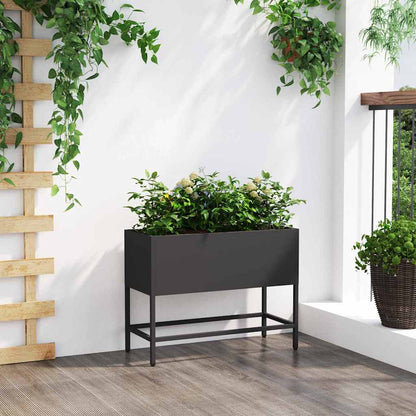 vidaXL Hochbeet Gartenpflanzer Schwarz 60 x 26 x 45 cm Stahl