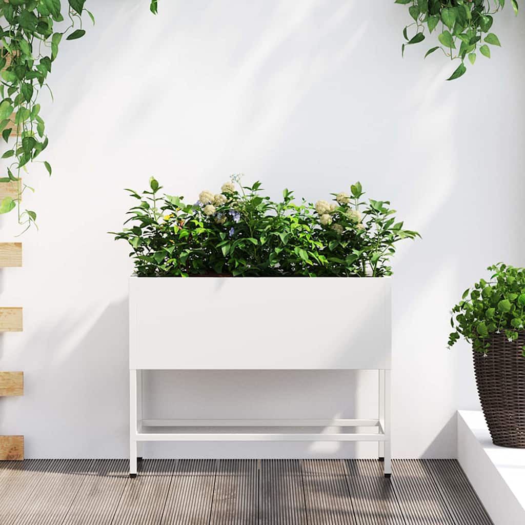 vidaXL Hochbeet Gartenpflanzer Weiß 60 x 26 x 45 cm Stahl