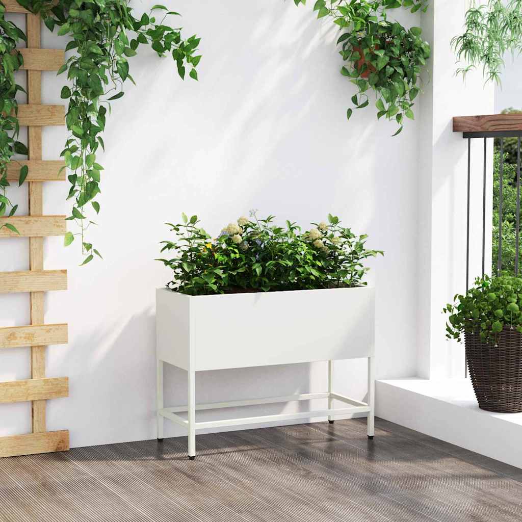 vidaXL Hochbeet Gartenpflanzer Weiß 60 x 26 x 45 cm Stahl