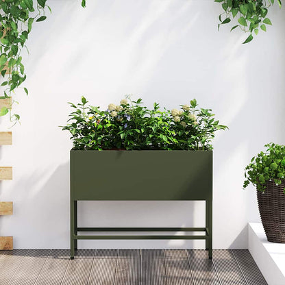 vidaXL Hochbeet Gartenpflanzer Olivgrün 60 x 26 x 45 cm Stahl