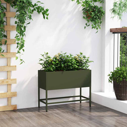 vidaXL Hochbeet Gartenpflanzer Olivgrün 60 x 26 x 45 cm Stahl
