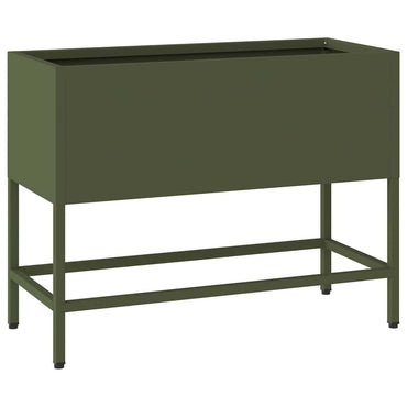 vidaXL Hochbeet Gartenpflanzer Olivgrün 60 x 26 x 45 cm Stahl