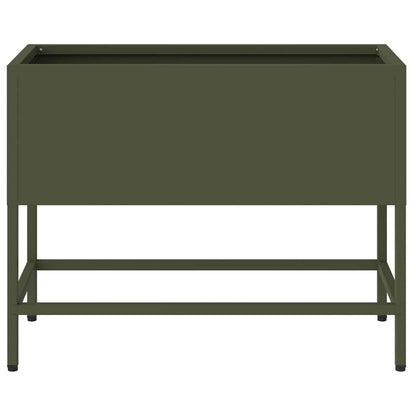 vidaXL Hochbeet Gartenpflanzer Olivgrün 60 x 26 x 45 cm Stahl
