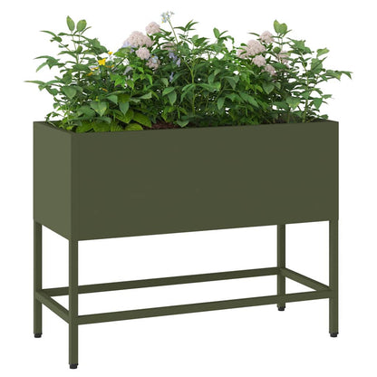 vidaXL Hochbeet Gartenpflanzer Olivgrün 60 x 26 x 45 cm Stahl