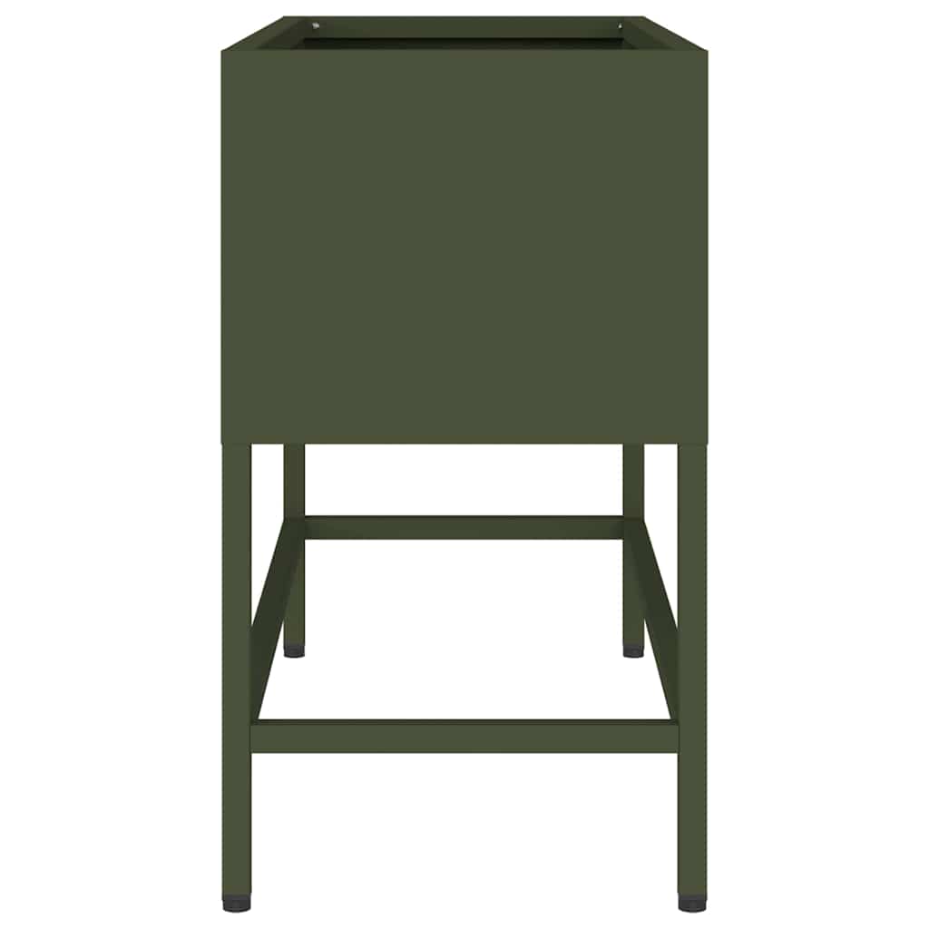 vidaXL Hochbeet Gartenpflanzer Olivgrün 60 x 26 x 45 cm Stahl