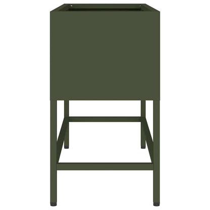 vidaXL Hochbeet Gartenpflanzer Olivgrün 60 x 26 x 45 cm Stahl