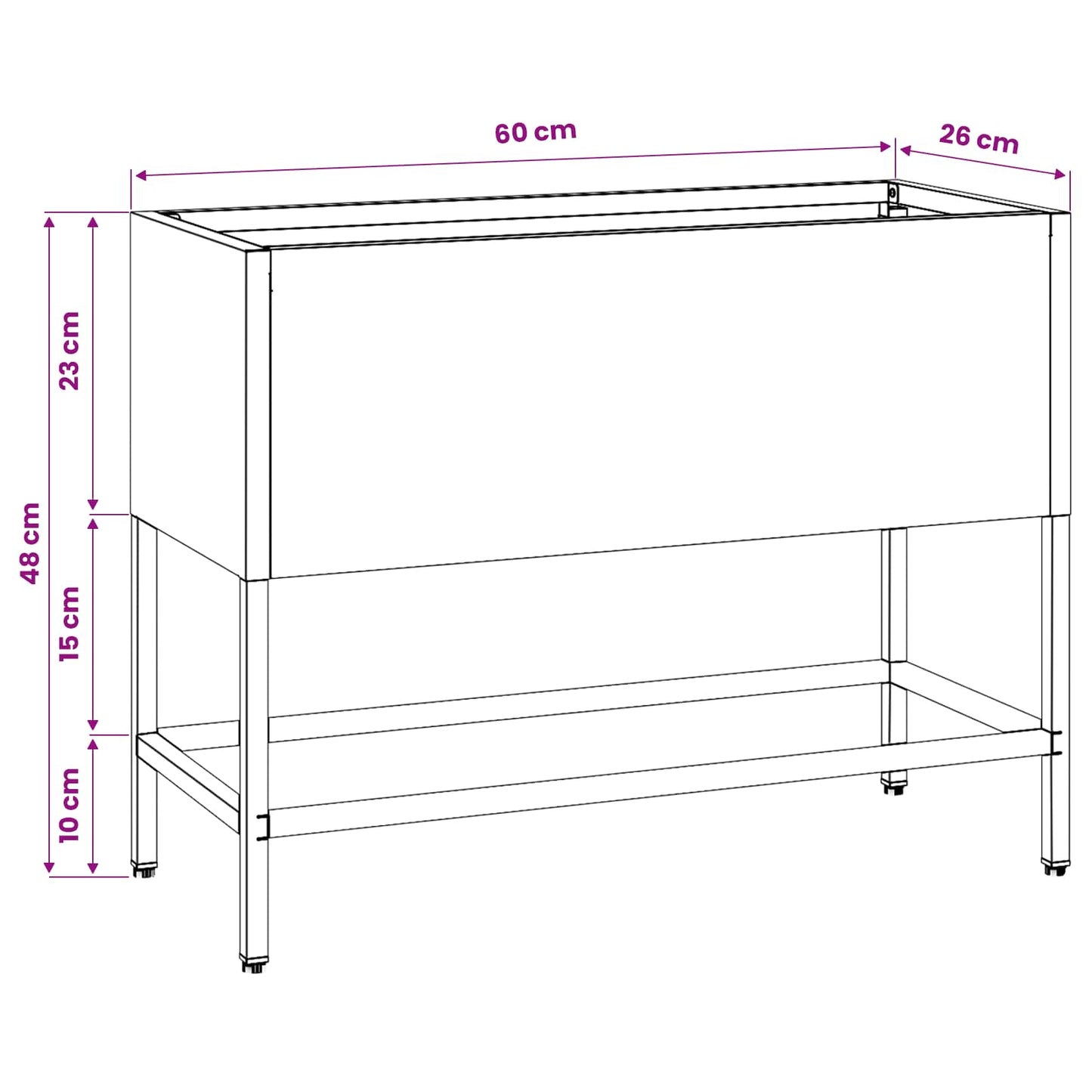 vidaXL Hochbeet Gartenpflanzer Silber 60 x 26 x 45 cm Verzinkter Stahl