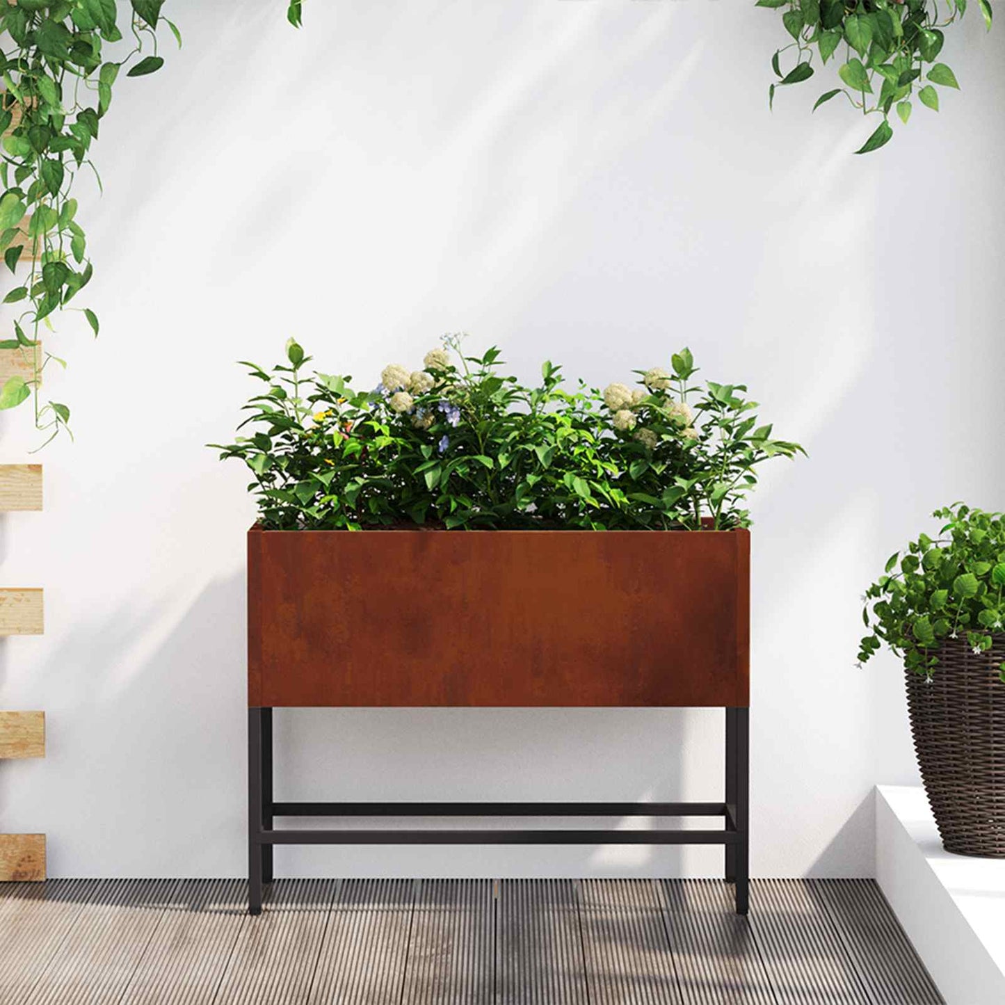 vidaXL Hochbeet Gartenpflanzer Rostig 60 x 26 x 45 cm Wetterfeststahl