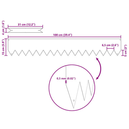 Raseneinfassung 30 pcs Weiß 100 x 0,05 x 20 cm