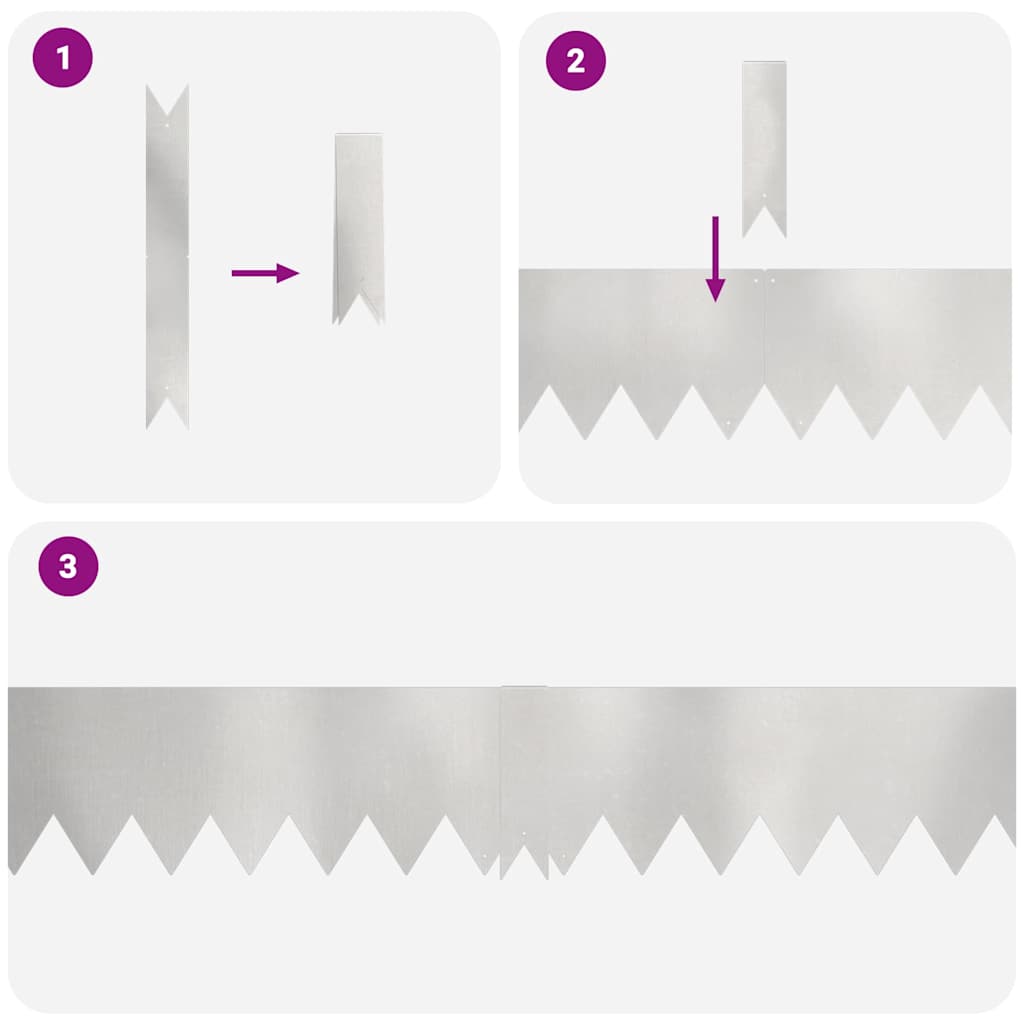 Raseneinfassung 30 pcs Silber 100 x 0,05 x 20 cm Edelstahl