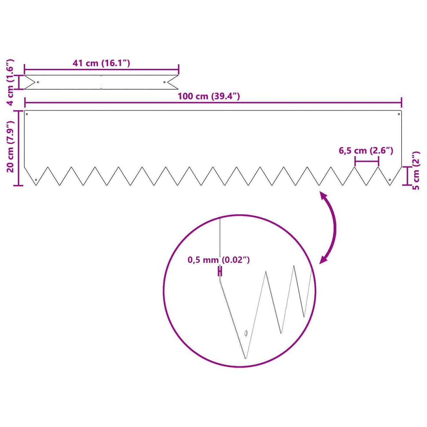 Raseneinfassung 10 pcs Schwarz 100 x 0,05 x 20 cm