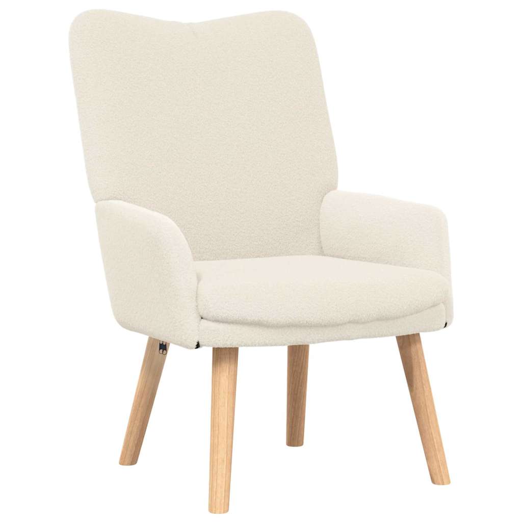 vidaXL Sessel Creme 63 x 67 x 94 cm Schafstoff und Sperrholz