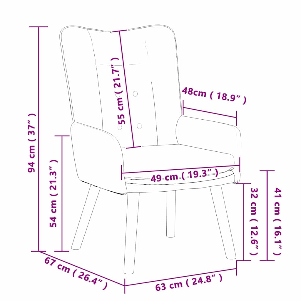 vidaXL Sessel Weinrot 63 x 67 x 94 cm Stoff und Sperrholz