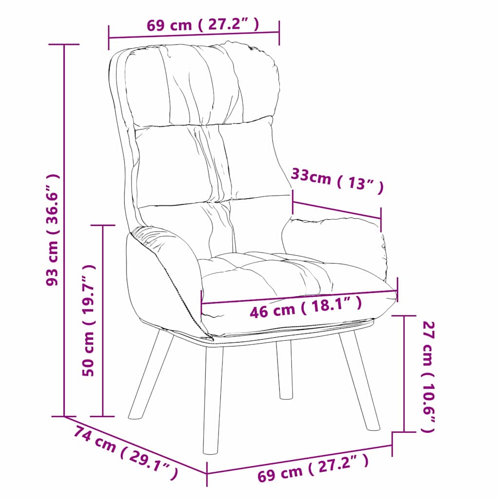 vidaXL Fauteuil cappuccino 69 x 74 x 93 cm similicuir