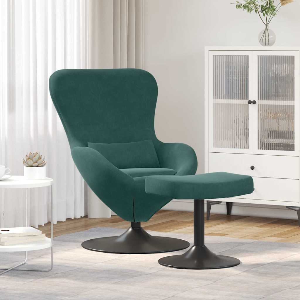 vidaXL Eierstuhl mit Fußhocker Dunkelgrün 63 x 73 x 90 cm Samt