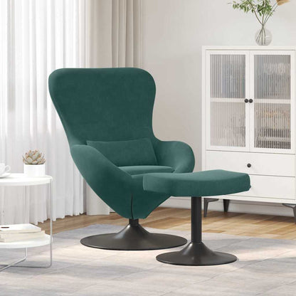 vidaXL Eierstuhl mit Fußhocker Dunkelgrün 63 x 73 x 90 cm Samt
