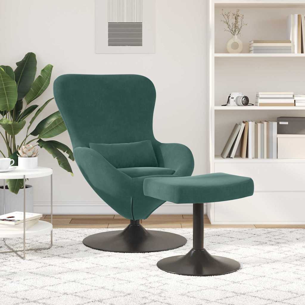 vidaXL Eierstuhl mit Fußhocker Dunkelgrün 63 x 73 x 90 cm Samt