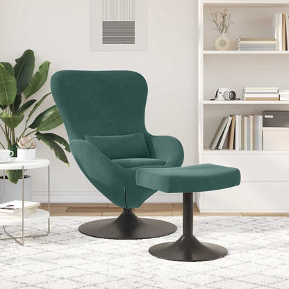 vidaXL Eierstuhl mit Fußhocker Dunkelgrün 63 x 73 x 90 cm Samt