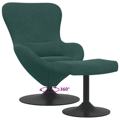 vidaXL Eierstuhl mit Fußhocker Dunkelgrün 63 x 73 x 90 cm Samt