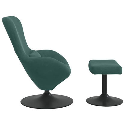 vidaXL Eierstuhl mit Fußhocker Dunkelgrün 63 x 73 x 90 cm Samt