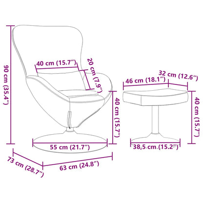 Eierstuhl mit Fußhocker Weinrot Samt
